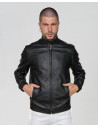 Men's jacket mod. U010 in genuine Black leather 100% made in Italy