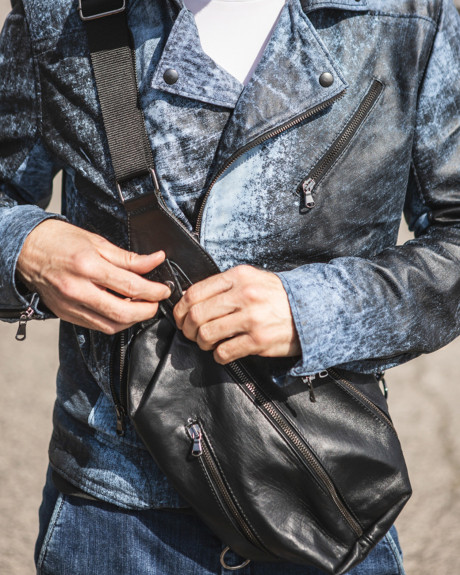 Marsupio Uomo in Pelle Nero  – Marsiglia | Leather Trend 2