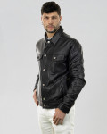 Men's Black Leather Jacket - Roberto | Leather Trend