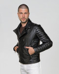 Chiodo in pelle da uomo nero - V248 | Leather Trend