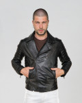Chiodo in pelle da uomo nero - V248 | Leather Trend