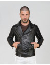 Men's black leather perfecto jacket - V248 | Leather Trend