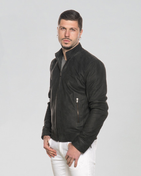 Giacca Uomo Nera in Pelle Camoscio - U08 | Leather Trend 2