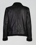 Elia - Men's Black Leather Jacket with Shearling-Effect Lining