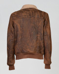 Teo Bis - Men's Genuine Leather Bomber Jacket Shearling Effect