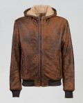Teo - Men's Genuine Leather Bomber Jacket Shearling Effect