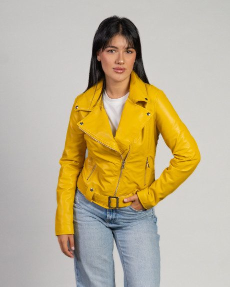 Women's Yellow Perfecto Leather Jacket | Leather Trend