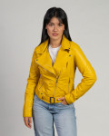 Women's Yellow Perfecto Leather Jacket | Leather Trend
