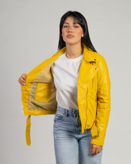 Women's Yellow Perfecto Leather Jacket | Leather Trend 2