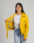 Women's Yellow Perfecto Leather Jacket | Leather Trend
