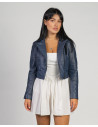 Chiodo in Pelle da Donna Blu - Chiodino Bis | Leather Trend