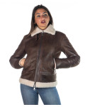 Giacca donna marrone in vero montone Shearling 100% made in Italy