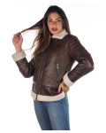 Giacca donna marrone in vero montone Shearling 100% made in Italy