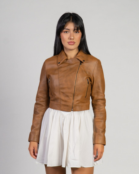 Chiodo in Pelle da Donna Cuoio - Chiodino Bis | Leather Trend 2