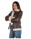 Giacca donna marrone in vero montone Shearling 100% made in Italy