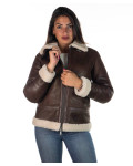 Giacca donna marrone in vero montone Shearling 100% made in Italy