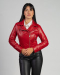 Women's Red Leather Perfecto - Chiodino Bis | Leather Trend