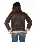 Giacca donna marrone in vero montone Shearling 100% made in Italy
