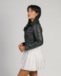 Chiodo in Pelle da Donna Verde - Chiodino Bis | Leather Trend