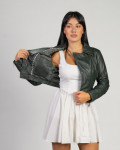 Chiodo in Pelle da Donna Verde - Chiodino Bis | Leather Trend