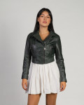 Chiodo in Pelle da Donna Verde - Chiodino Bis | Leather Trend