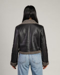 Women's Grey Shearling Perfecto - Chiodino | Leather Trend