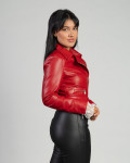 Women's Red Leather Perfecto - Chiodino | Leather Trend