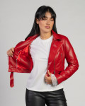 Chiodo in Pelle da Donna Rosso - Chiodino | Leather Trend