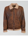 Genuine leather jacket with shearling details and interior.