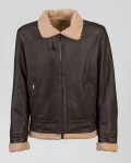 Genuine leather bomber jacket with shearling details and interior.