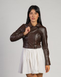 Chiodo in Pelle da Donna Testa di Moro - Chiodino | Leather Trend