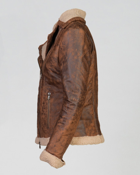 Tris - Chiodo Donna Cuoio Graffiato Interno Effetto Shearling 2