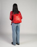 Women's Red Leather Backpack - Iside | Leather Trend