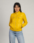 Giacca Biker Donna Giallo in Pelle - Kelly | Leather Trend