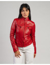 Kelly - Women’s Red Leather Biker Jacket