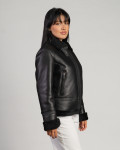 Women's Black Shearling Jacket - Matilde | Leather Trend