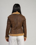 Women's Perfecto jacket in real Dark Brown Shearling 100% made in Italy