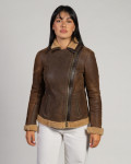 Women's Perfecto jacket in real Dark Brown Shearling 100% made in Italy