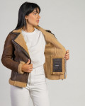 Women's Perfecto jacket in real Dark Brown Shearling 100% made in Italy