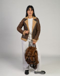 Women's Perfecto jacket in real Dark Brown Shearling 100% made in Italy