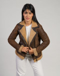 Women's Perfecto jacket in real Dark Brown Shearling 100% made in Italy