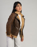 Women's Perfecto jacket in real Dark Brown Shearling 100% made in Italy