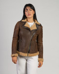 Women's Perfecto jacket in real Dark Brown Shearling 100% made in Italy