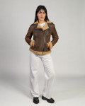 Women's Perfecto jacket in real Dark Brown Shearling 100% made in Italy