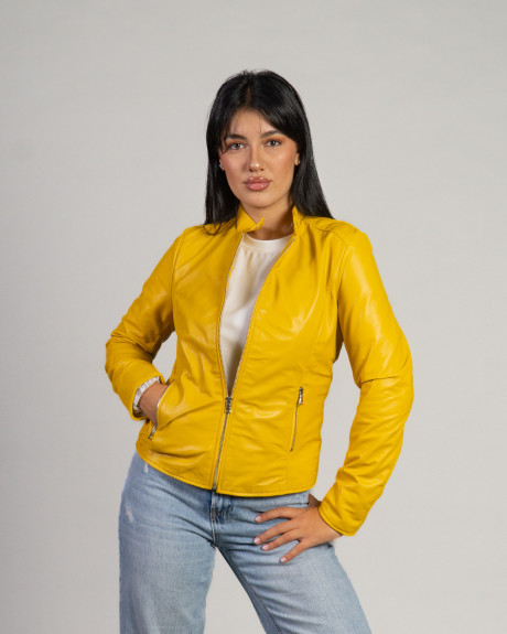 Violetta Bis - Women's Yellow Leather Jacket | Leather Trend