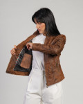 Violetta Bis - Women's Jacket Scratched Dark Brown