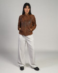 Violetta Bis - Women's Jacket Scratched Dark Brown