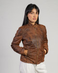 Violetta Bis - Women's Jacket Scratched Dark Brown