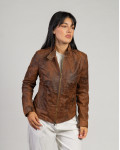 Violetta Bis - Women's Jacket Scratched Dark Brown