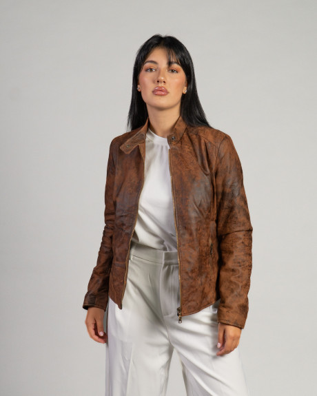 Violetta Bis - Women's Jacket Scratched Dark Brown 2